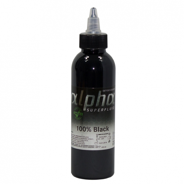 ALPHA superfluid Tattoofarbe 100% Black 150ml